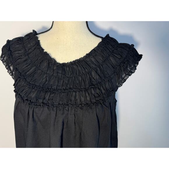 J Crew Black Top Sleeveless Tank Ruffled Shell Cropped Blouse M NWT - Picture 5 of 8